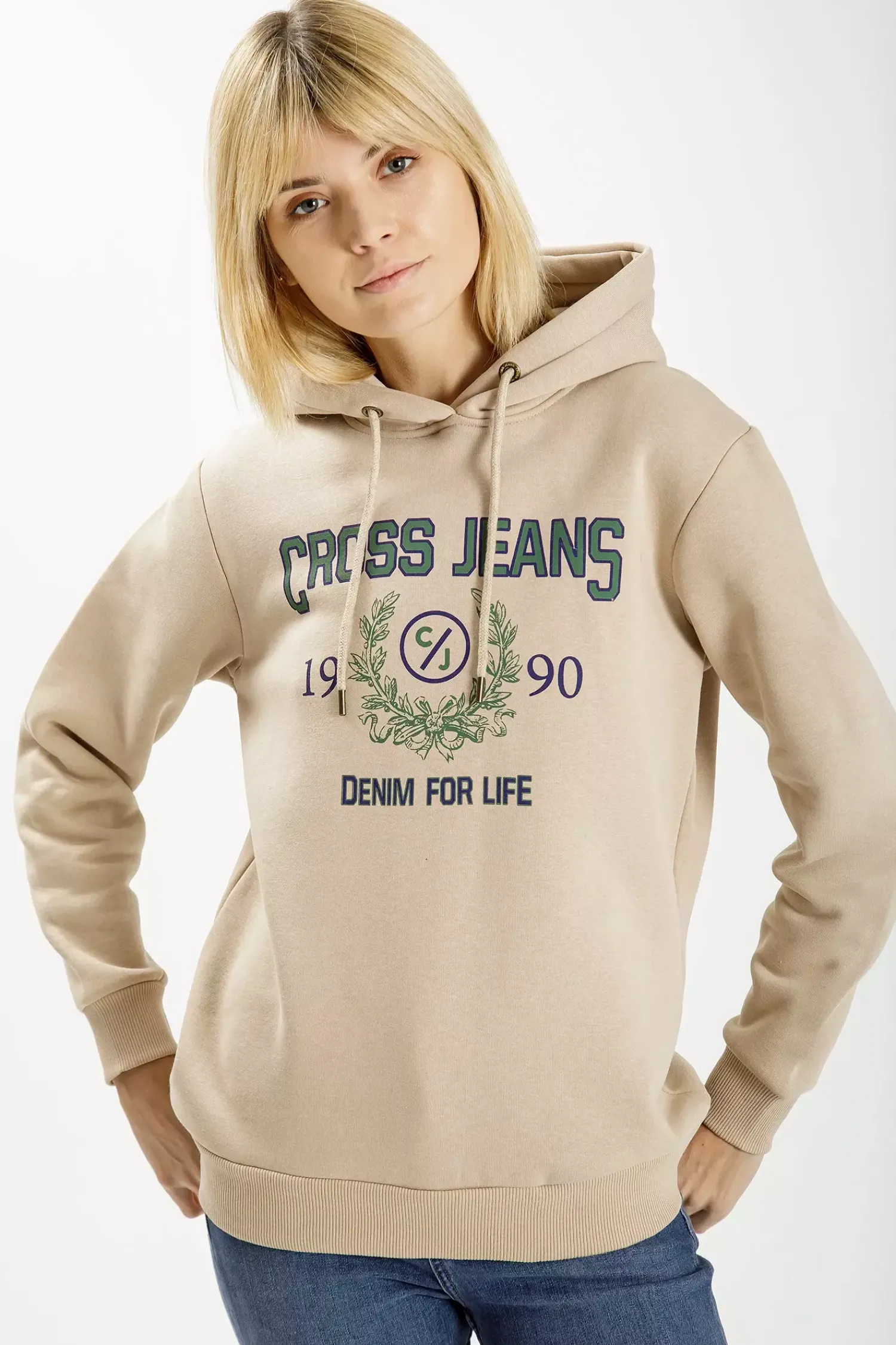 Bluza damska beżowa z nadrukiem 65326-636 DESERT SUN<Cross Jeans Discount
