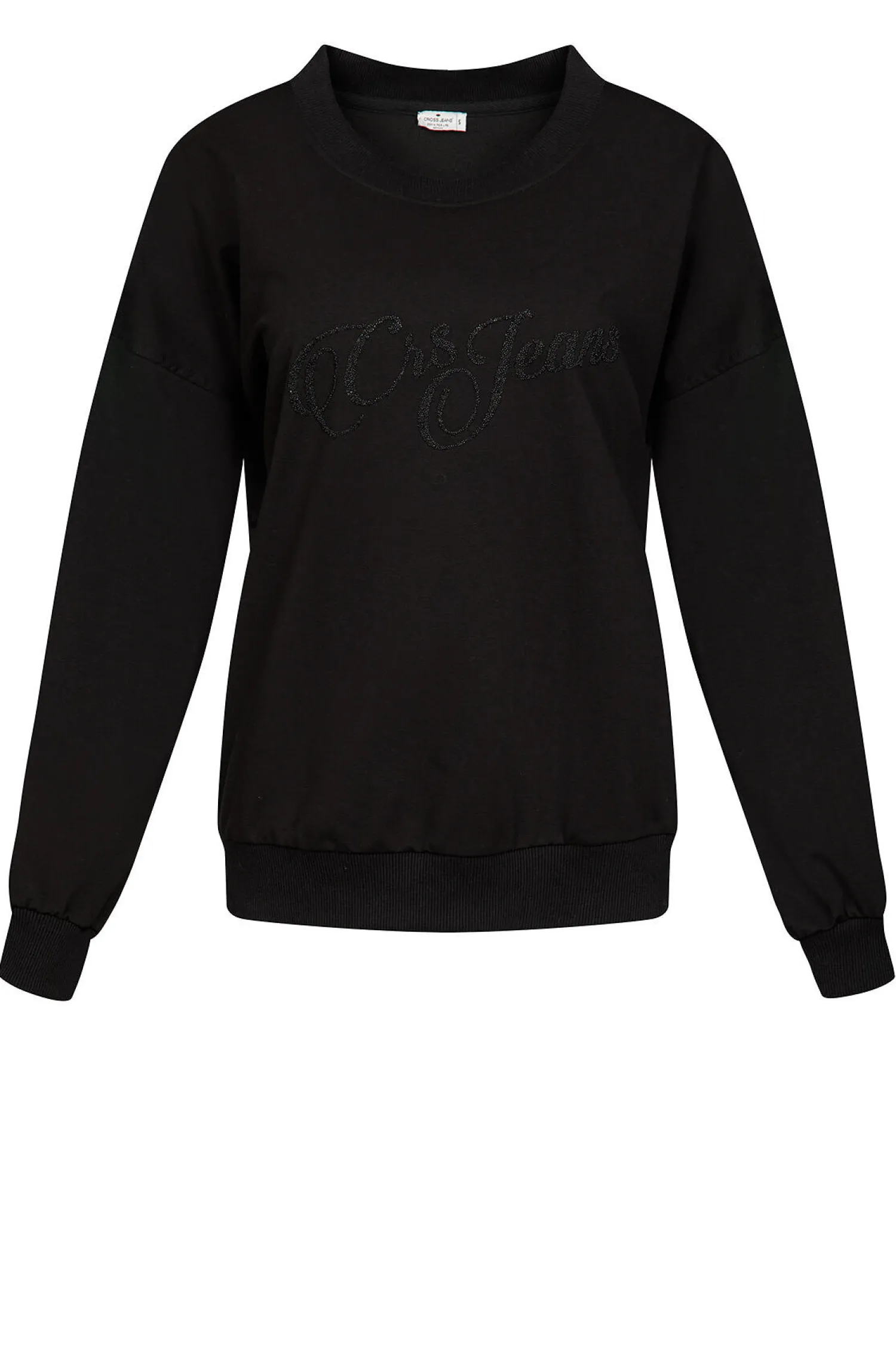 Bluza damska czarna z nadrukiem 65370-020<Cross Jeans Outlet