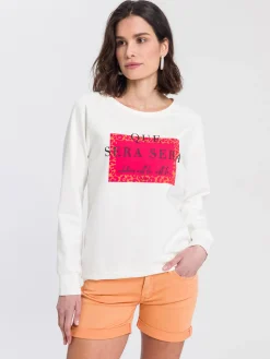 Bluza damska z nadrukiem 65344-028<Cross Jeans Clearance