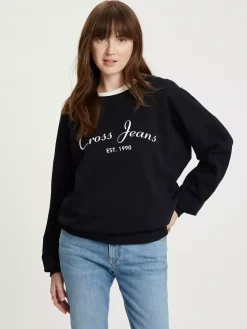 Bluza damska granatowa z nadrukiem 65397-001<Cross Jeans Sale