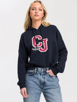 Bluza damska granatowa z nadrukiem 65375-001<Cross Jeans Discount