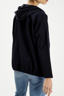 Bluza damska granatowa z kapturem 65331-001 NAVY<Cross Jeans Fashion