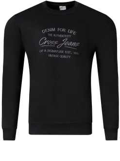 Bluza męska czarna z nadrukiem 25440-020<Cross Jeans Fashion