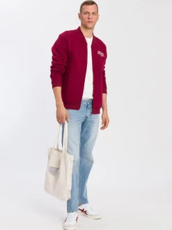 Bluza męska czerwona z suwakiem 25414-007<Cross Jeans Clearance