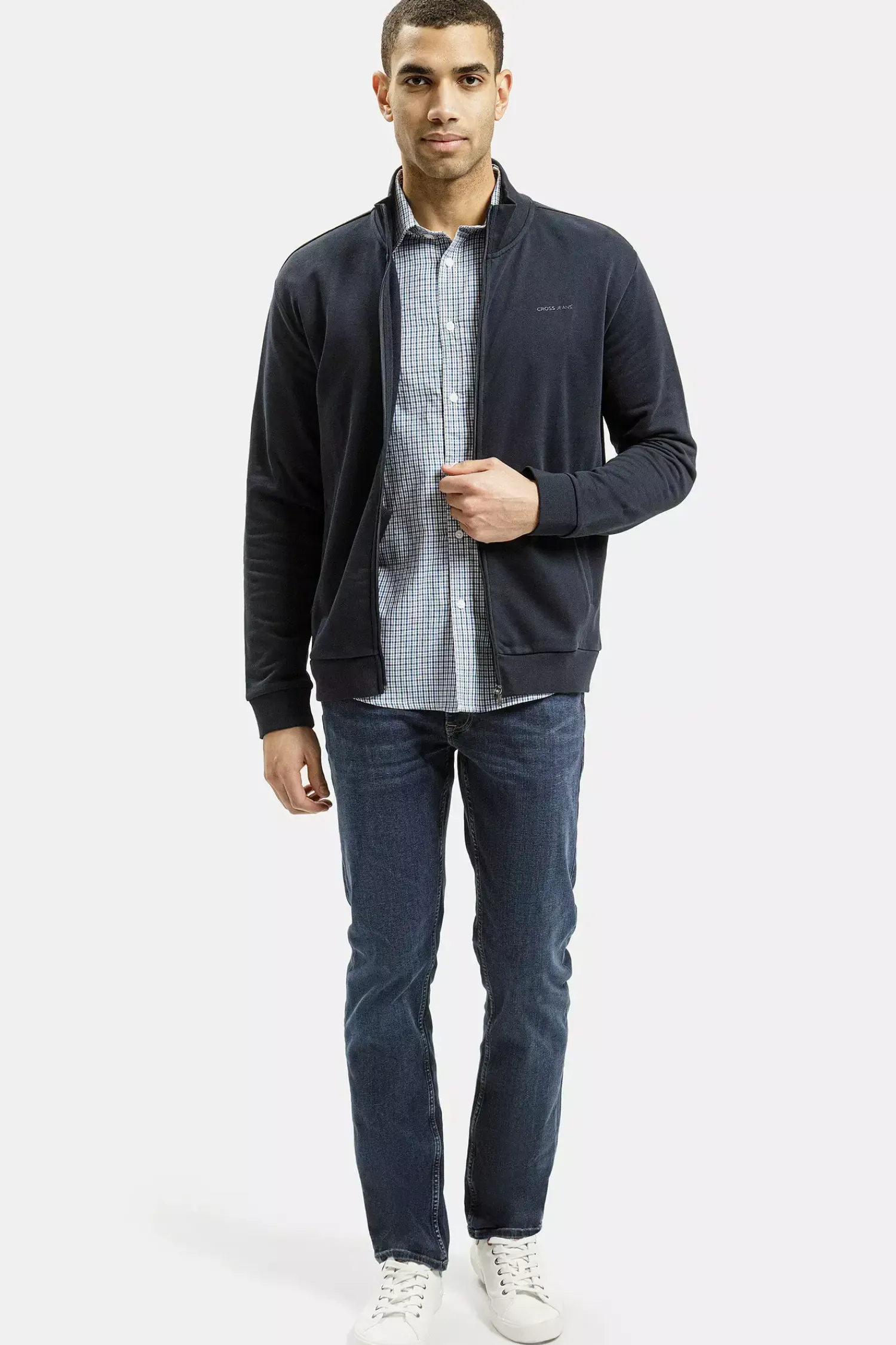 Bluza męska granatowa rozpinana 25497-001<Cross Jeans Hot