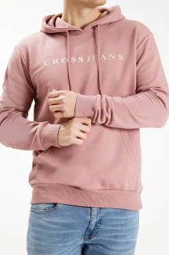 Bluza męska różowa z nadrukiem 25328-074<Cross Jeans Clearance