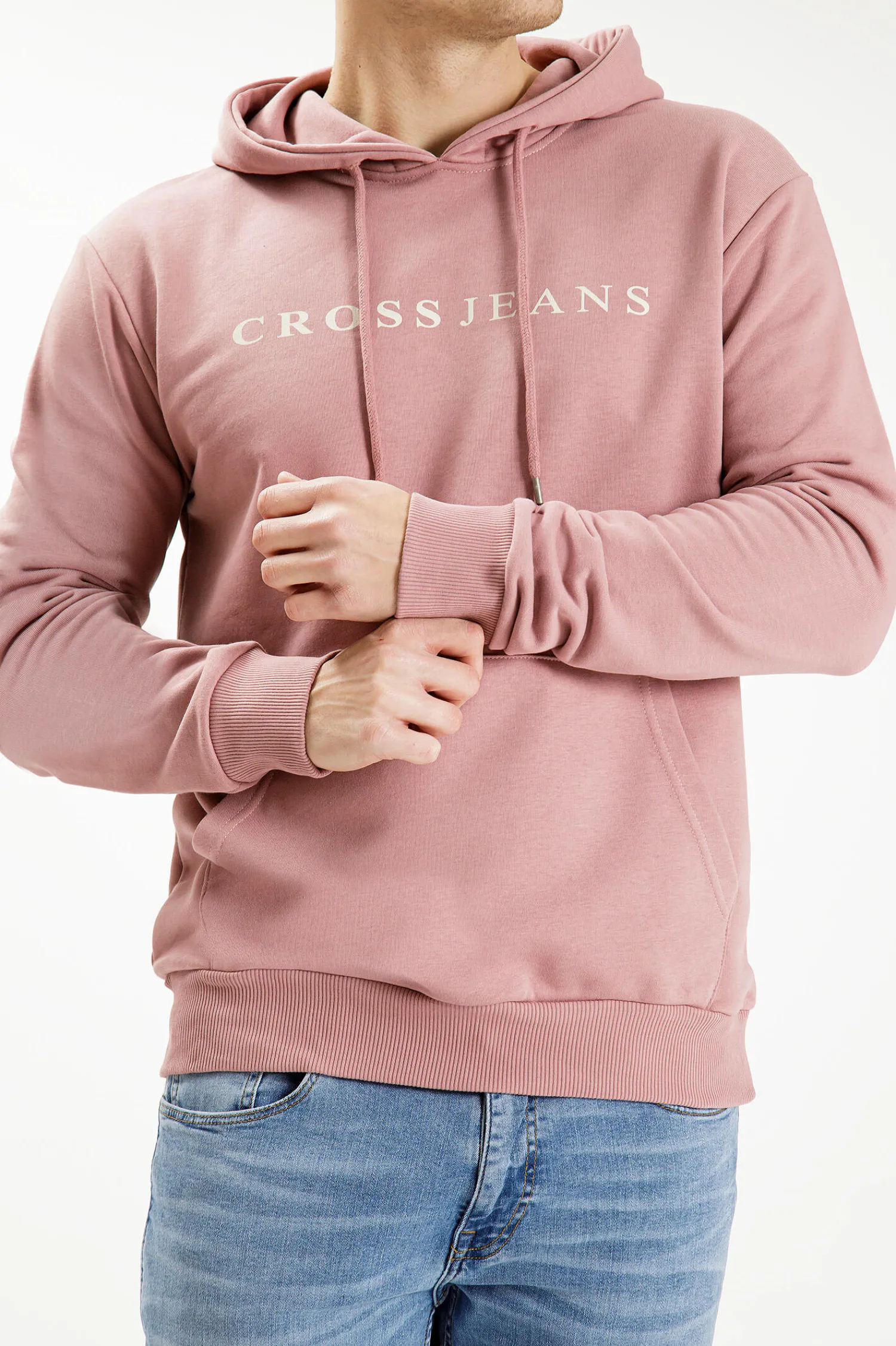 Bluza męska różowa z nadrukiem 25328-074<Cross Jeans Clearance