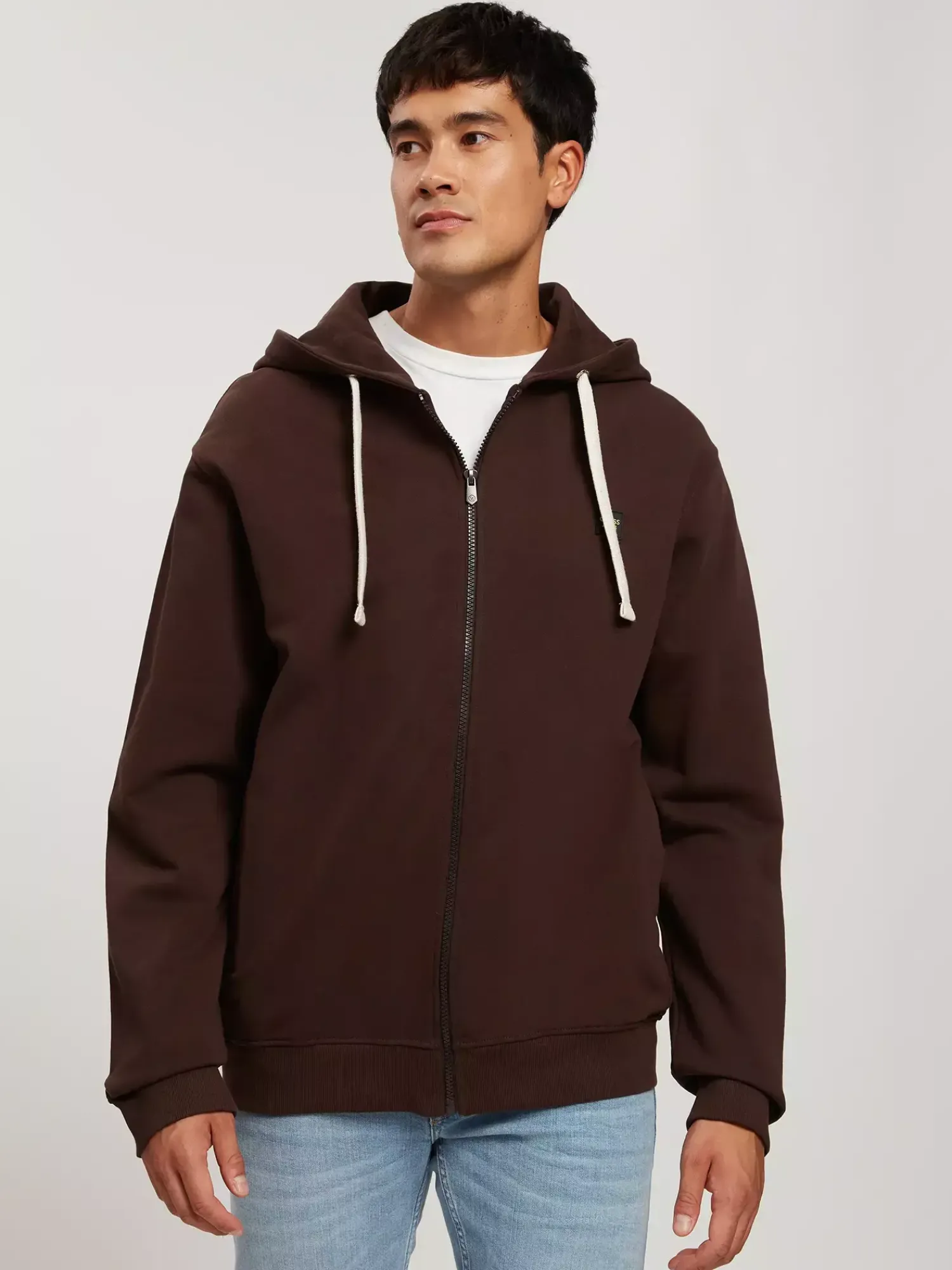 Bluza męska rozpinana brązowa z kapturem 25467-082 TOBACCO BROWN<Cross Jeans Sale