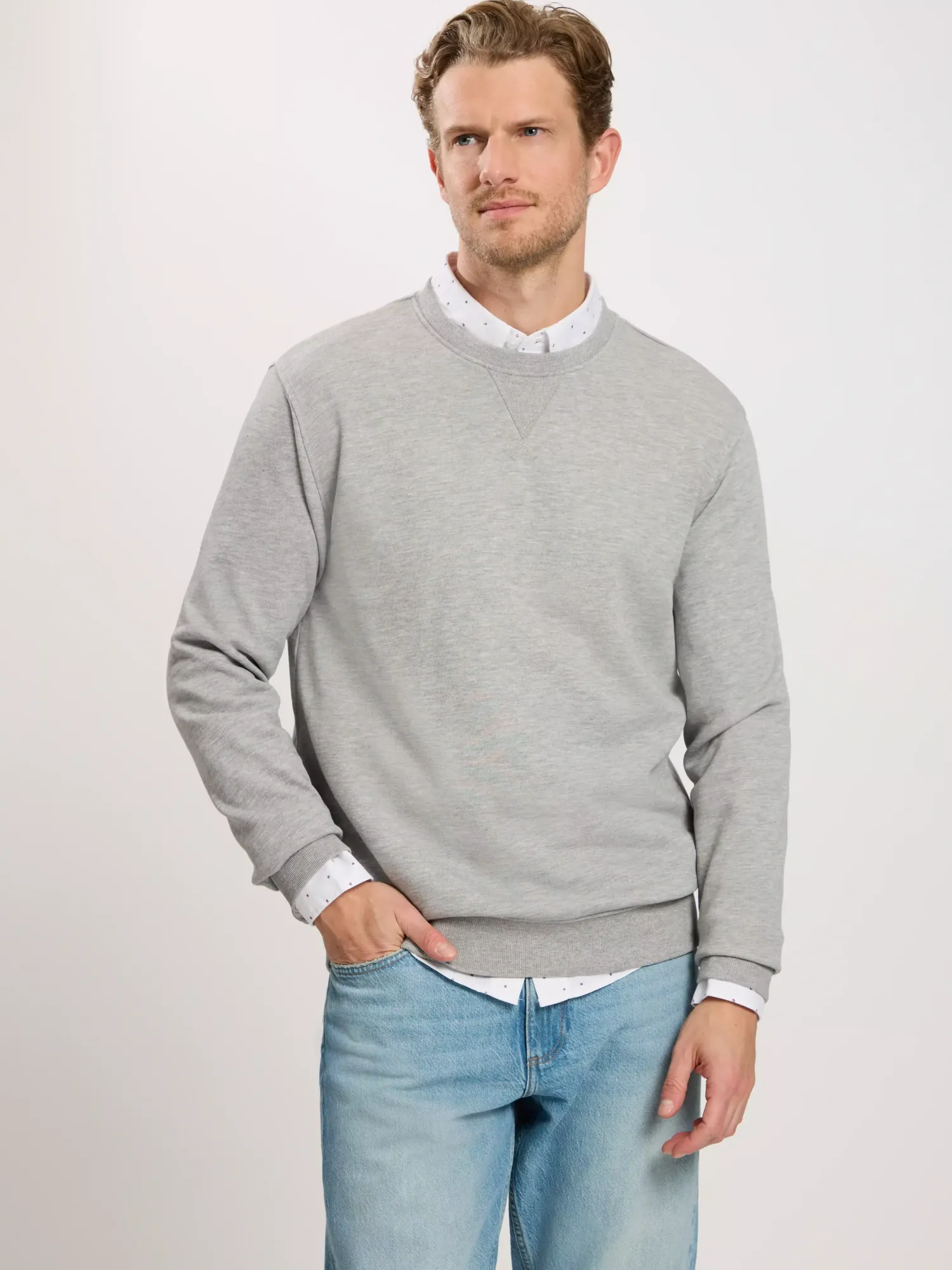 Bluza męska szara 25483-004 GREY MELANGE<Cross Jeans Hot