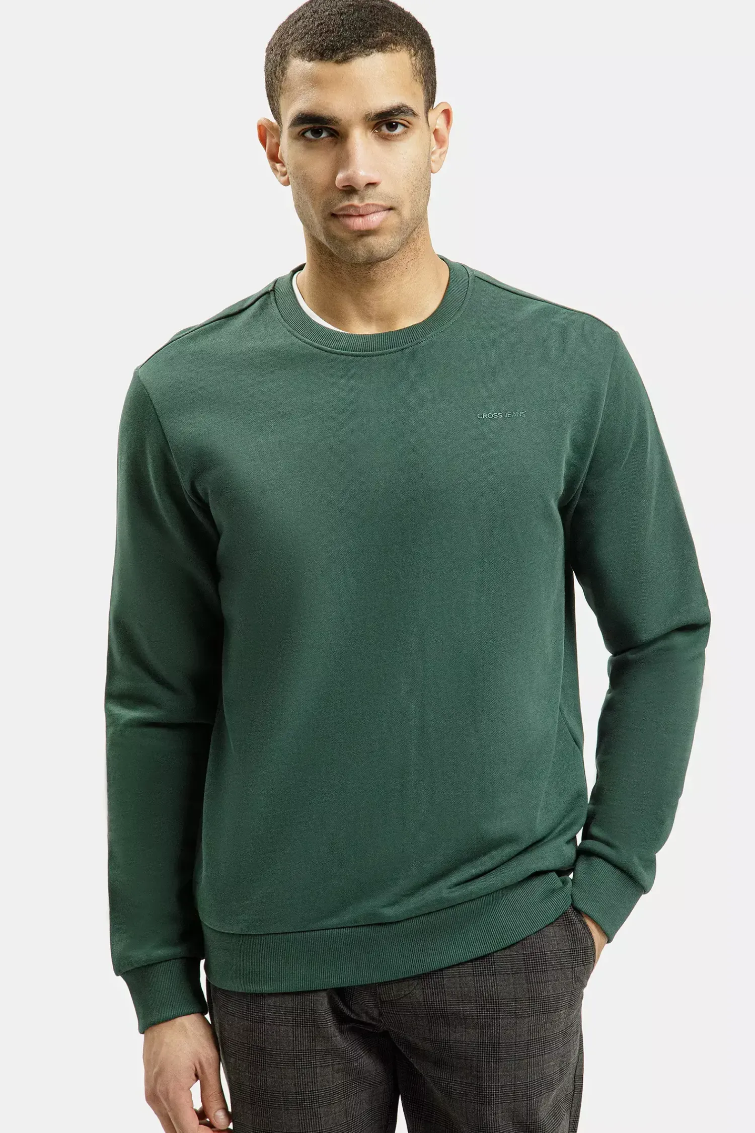 Bluza męska zielona 25499-387 DARK GREEN<Cross Jeans Fashion