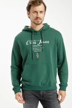 Bluza męska zielona z nadrukiem 25408-387 DARK GREEN<Cross Jeans Hot