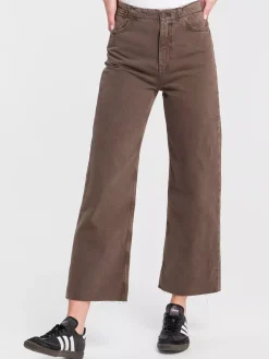 Jeansy damskie brązowe Wide Leg Cropped P 516-009<Cross Jeans Discount