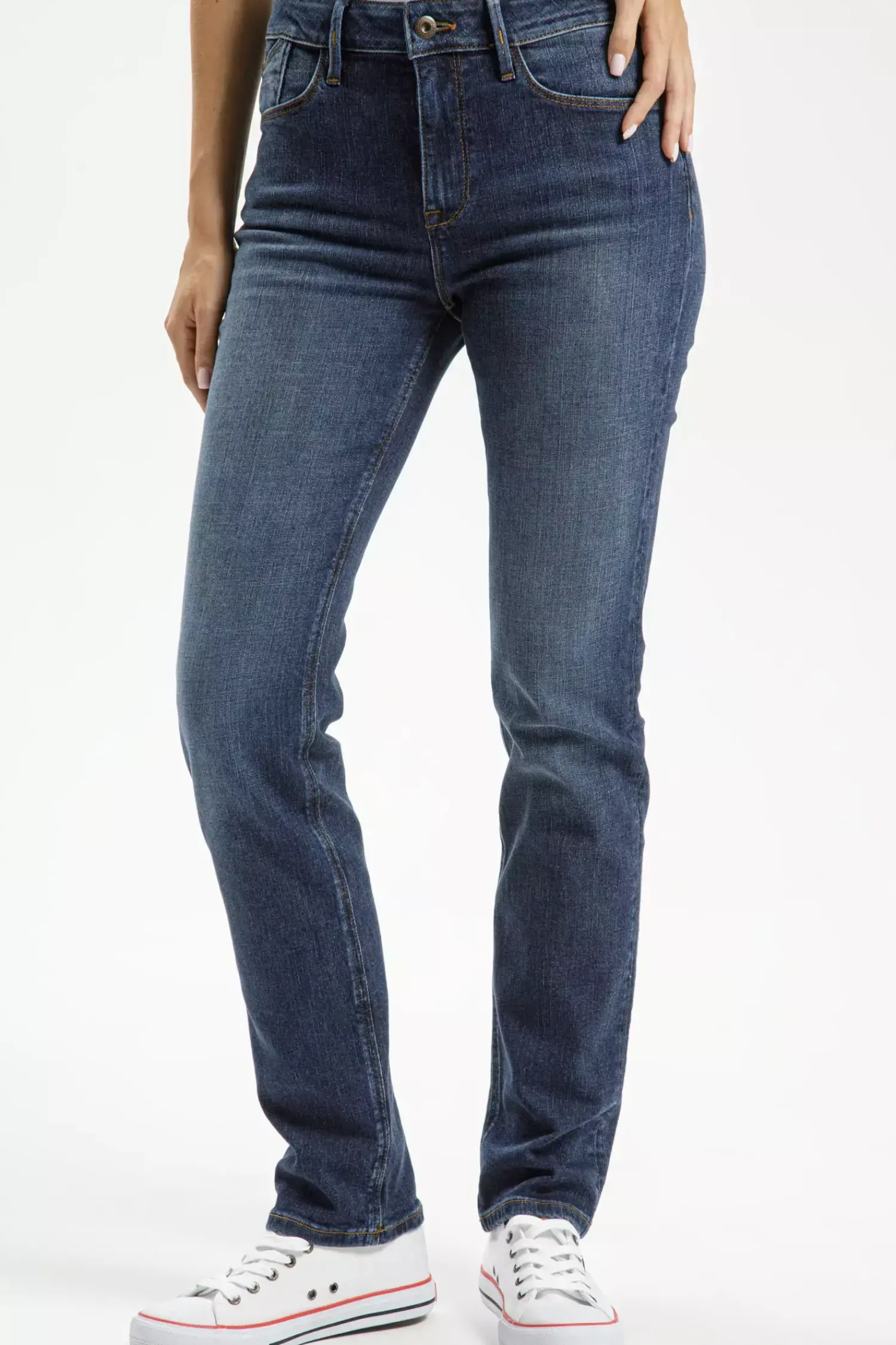 Jeansy damskie ciemnoniebieskie High Waist Rose N 492-007<Cross Jeans Outlet