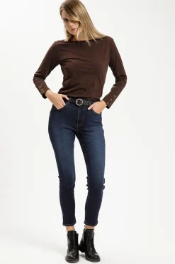 Jeansy damskie ciemnoniebieskie Mom Jeans New Mom P 509-011<Cross Jeans Sale