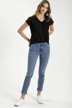 Jeansy damskie niebieskie Slim fit Anya P 489-202<Cross Jeans New