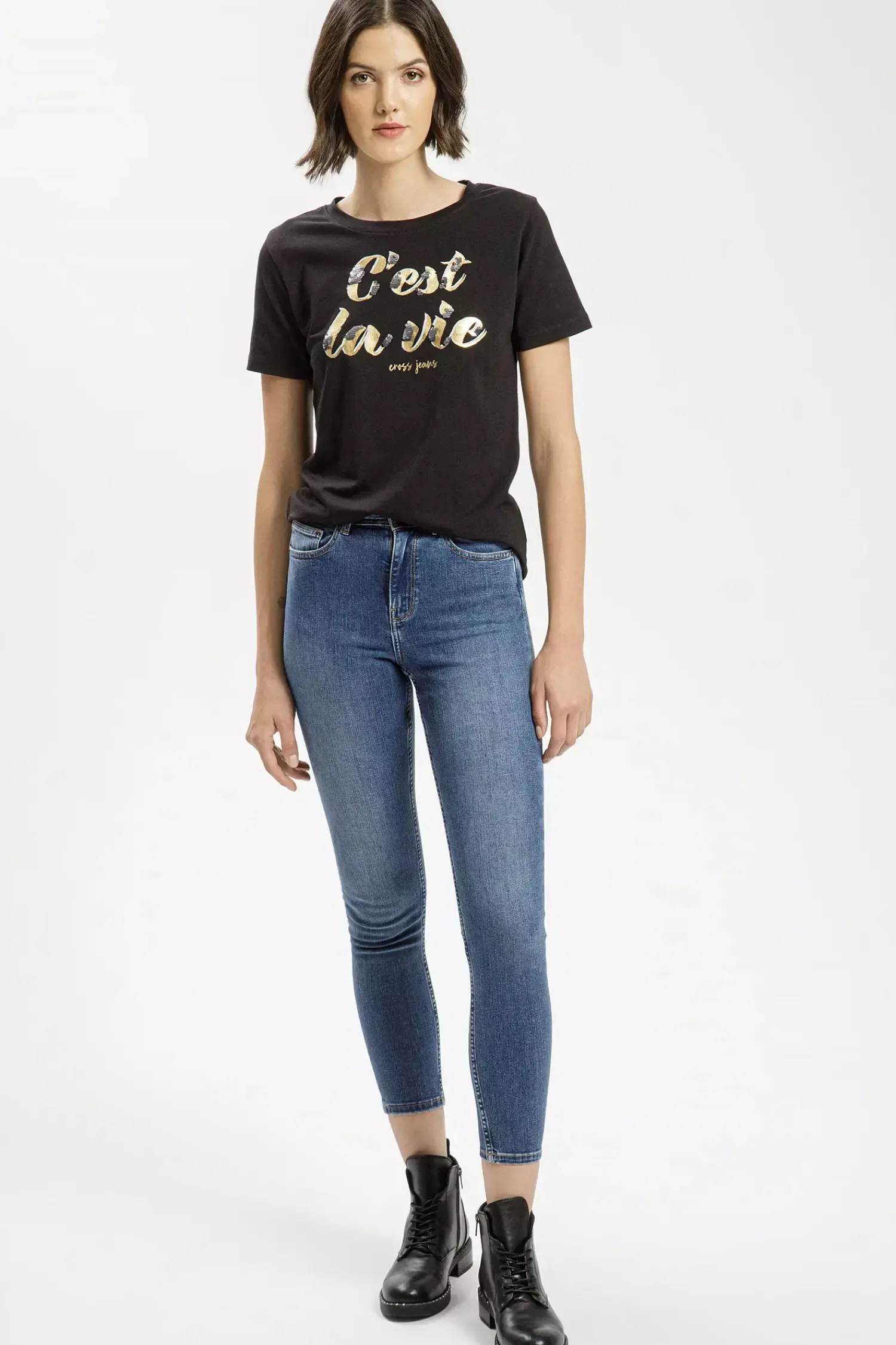 Jeansy damskie niebieskie Super Skinny Fit Judy P 429-158<Cross Jeans Clearance