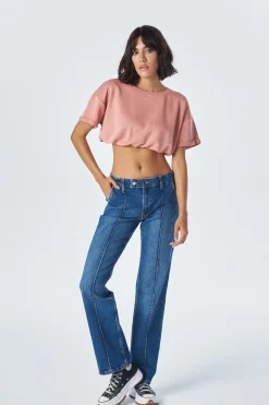 Jeansy damskie niebieskie Straight C 4805-005<Cross Jeans Discount