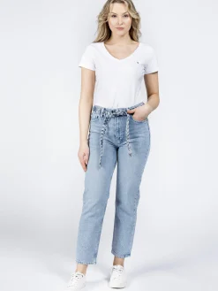 Jeansy damskie z prostą nogawką Marisa P 476-030<Cross Jeans Fashion