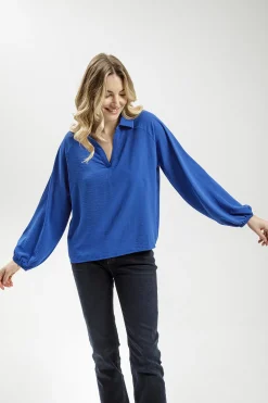 Koszula damska niebieska 75428-538 BRIGHT BLUE<Cross Jeans Sale