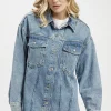 Koszula jeansowa damska niebieska C 4913-005 LIGHT MID BLUE<Cross Jeans Clearance