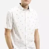 Koszula męska biała z krótkim rękawem 35597-008<Cross Jeans Outlet