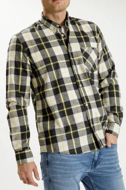 Koszula męska czarno żółta w kratkę 35223-006<Cross Jeans Outlet