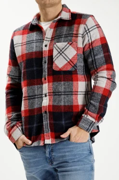 Koszula męska czerwona w kratkę 35333-007<Cross Jeans Sale