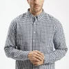 Koszula męska granatowa w kratkę 35569-001<Cross Jeans Sale