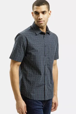 Koszula męska granatowa z krótkim rękawem 35610-001<Cross Jeans Discount