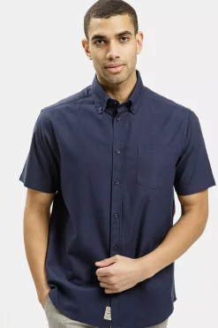 Koszula męska granatowa z krótkim rękawem 35609-001<Cross Jeans Best