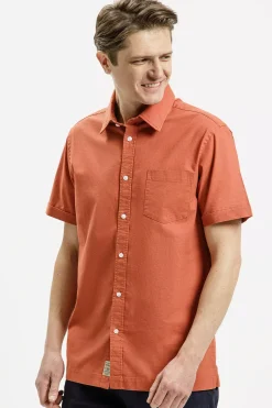 Koszula męska pomarańczowa 35596-255 DARK ORANGE<Cross Jeans Outlet