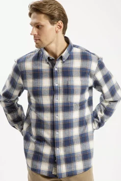 Koszula męska w kratkę 35568-500 BLUE JEANS<Cross Jeans Outlet