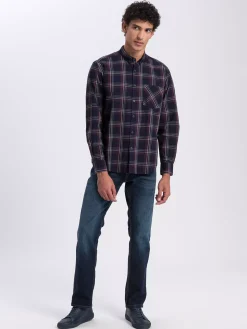 Koszula męska w kratkę 35489-001<Cross Jeans Fashion