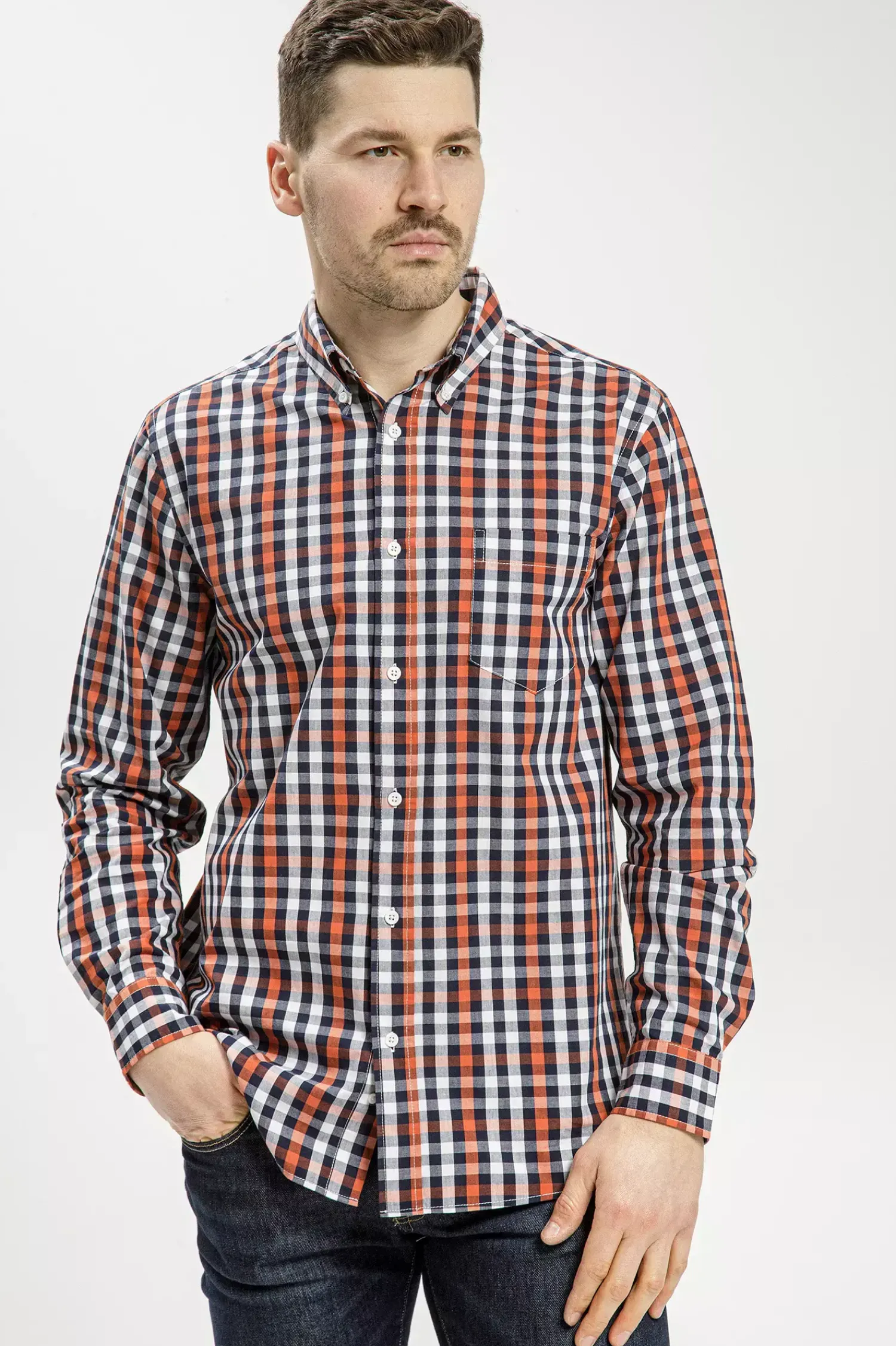 Koszula męska w kratkę 35568-010<Cross Jeans Fashion