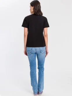 Koszulka damska czarna z nadrukiem 55938-020<Cross Jeans New