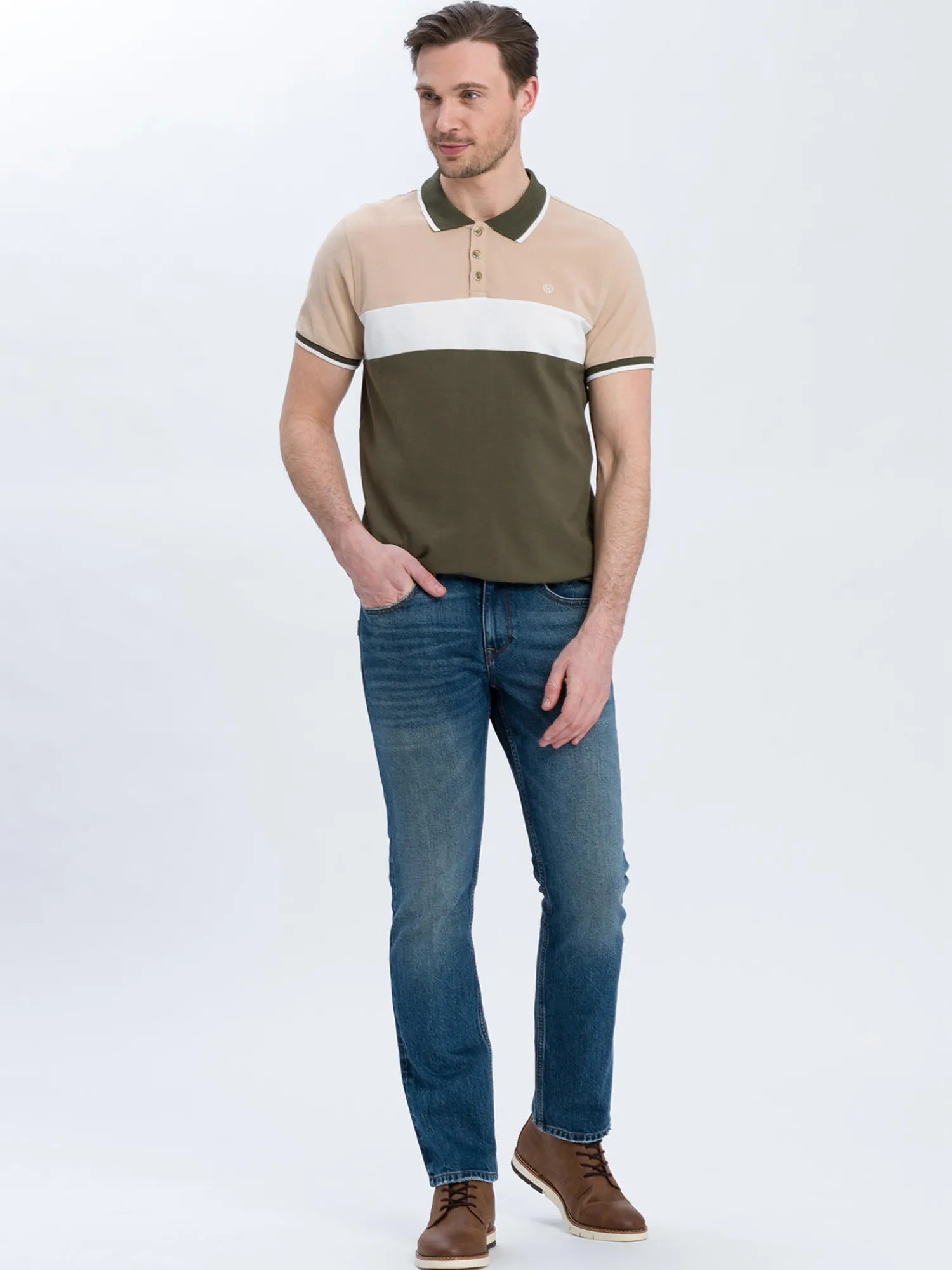 Koszulka polo męska trzy kolory 15633-002<Cross Jeans Discount