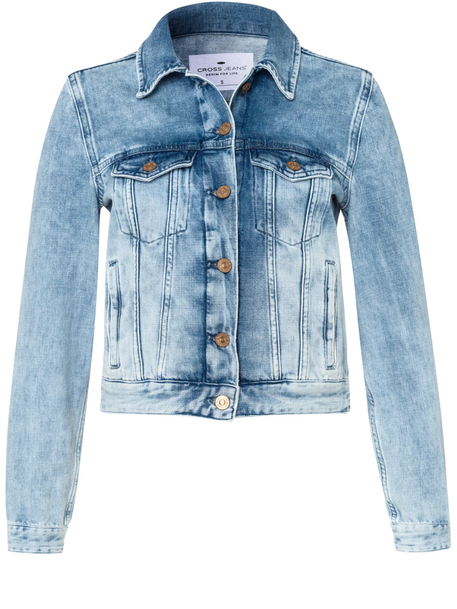 Kurtka damska jeansowa niebieska A 564-013 MID BLUE<Cross Jeans Fashion