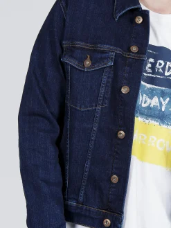 Kurtka jeansowa męska granatowa A 315-051 DARK MID BLUE<Cross Jeans Fashion