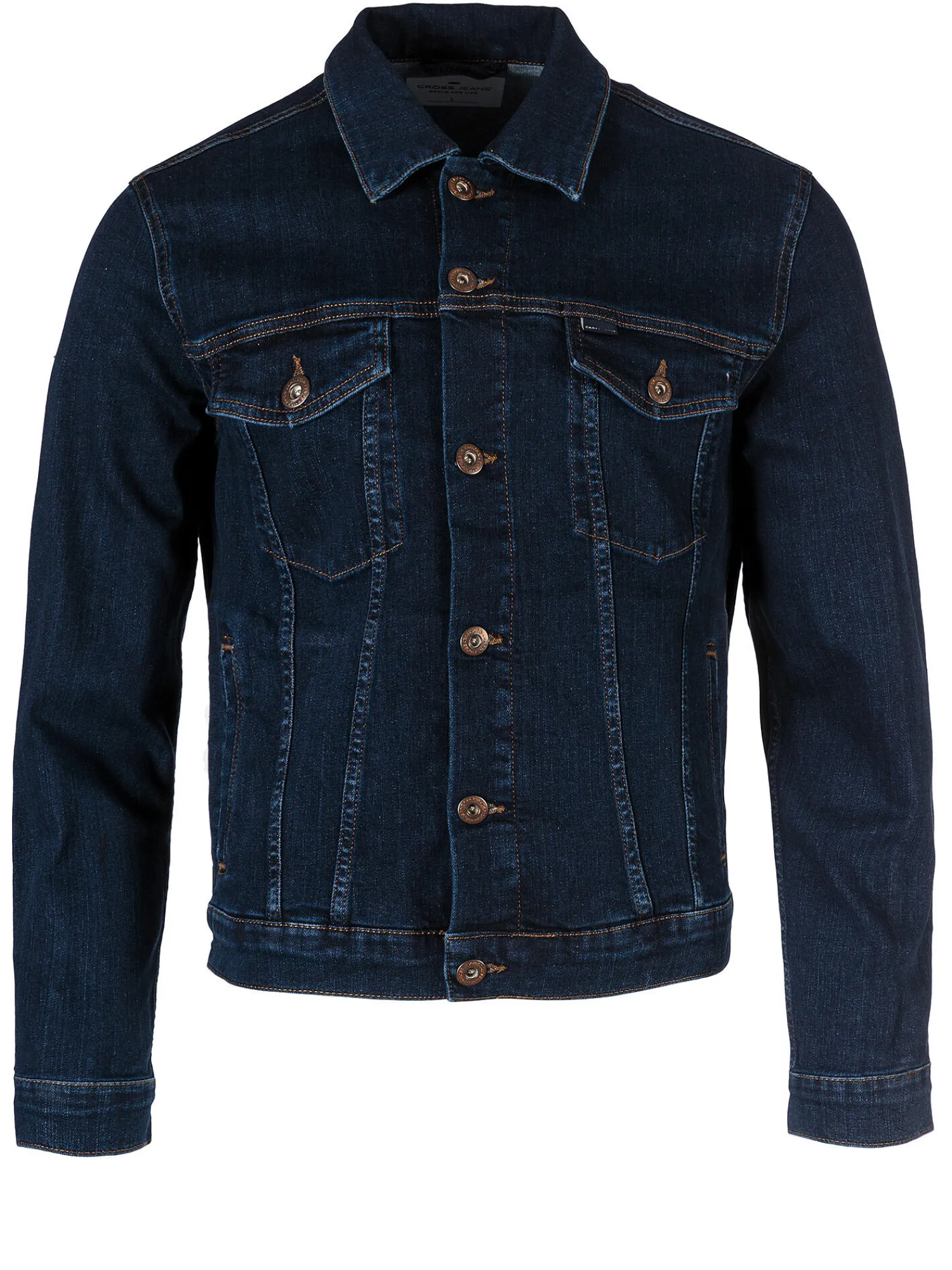 Kurtka jeansowa męska granatowa A 315-051 DARK MID BLUE<Cross Jeans Fashion