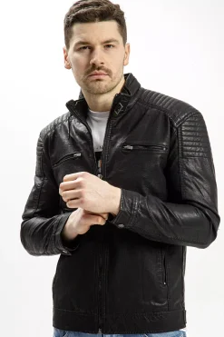 Kurtka skórzana męska czarna 40231-020<Cross Jeans Fashion