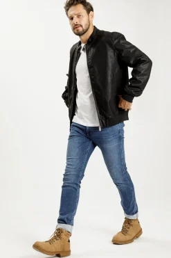 Kurtka skórzana męska czarna 40253-020<Cross Jeans Outlet