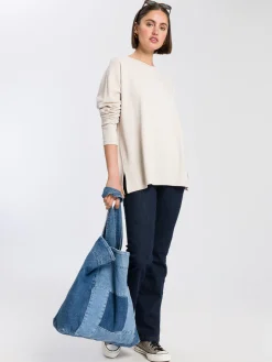Longsleeve damski beżowy 56021-053<Cross Jeans Outlet