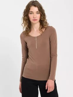 Longsleeve damski brązowy 55832-187<Cross Jeans Fashion