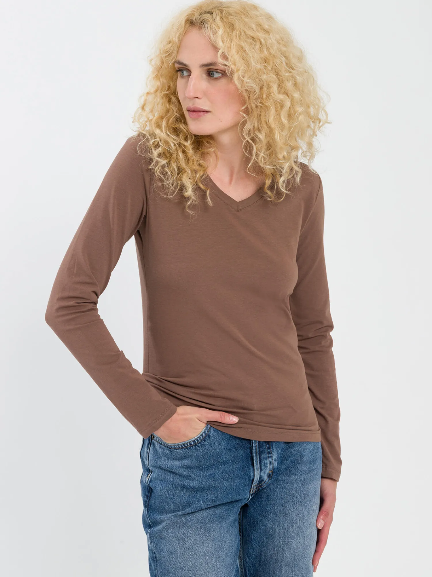 Longsleeve damski brązowy 55756-187<Cross Jeans Clearance
