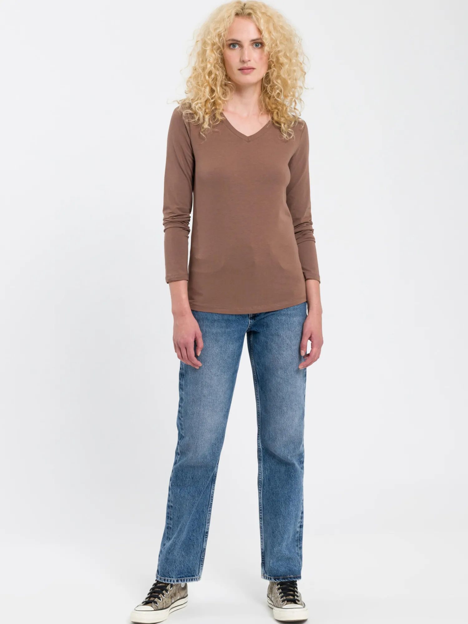 Longsleeve damski brązowy 55756-187<Cross Jeans Clearance