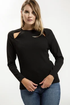 Longsleeve damski czarny 56040-020<Cross Jeans Sale