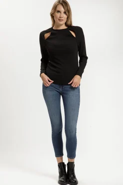 Longsleeve damski czarny 56040-020<Cross Jeans Sale