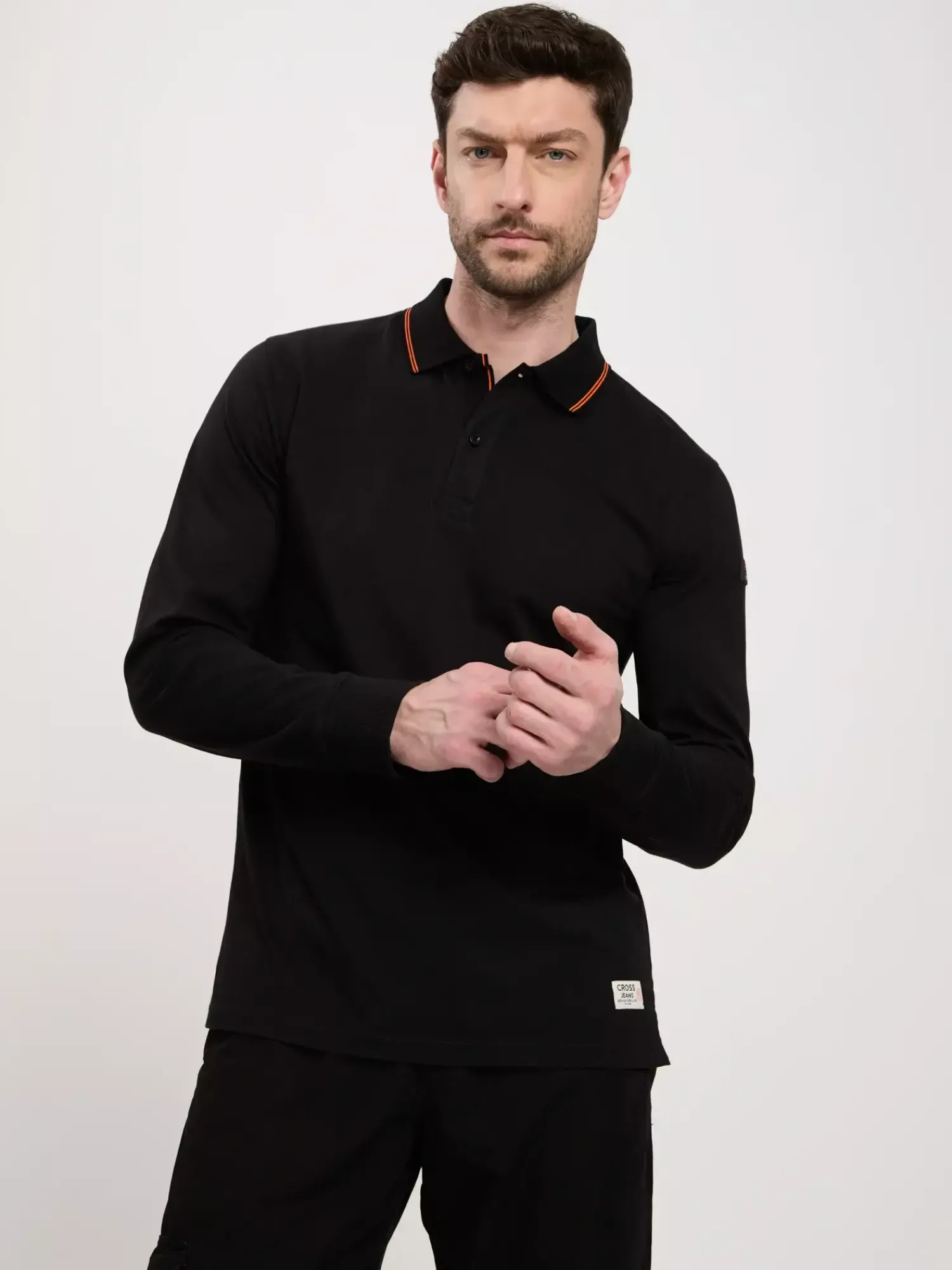 Longsleeve męski czarny 16038-020<Cross Jeans Online