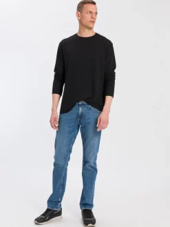 Longsleeve męski czarny 15875-020<Cross Jeans Hot