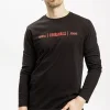 Longsleeve męski czarny z nadrukiem 15930-020<Cross Jeans New